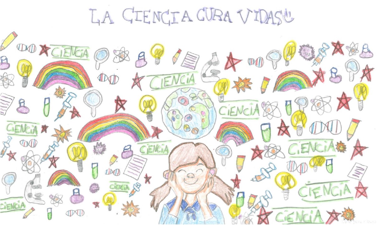 Uno de los dibujos que han participado en el concurso infantil 'Científicas que inspiran', organizado desde la Unidad de Cultura Científica y la Innovación (UCC+I) del ISCIII como parte de las actividades divulgativas en el marco del Día Internacional de la Mujer y la Niña en la Ciencia 2025.